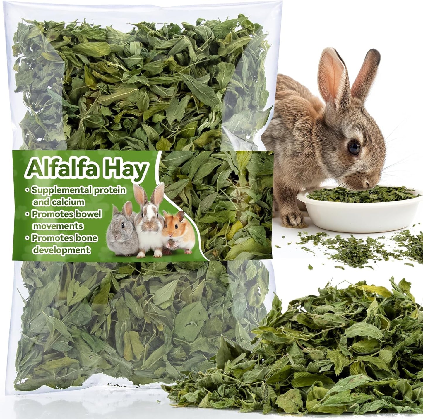 MAQIHAN Natural Alfalfa Hay for Rabbits - Dried Organic Chinchilla Guinea Pig Tender Hay for Young, Pregnant or Nursing Small Pets for Rabbit Food for Small Animals 7.58 oz