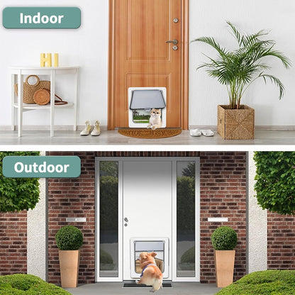 Small Doggie Door with Magnetic Locking Panel for Home Security - Durable & Weatherproof 13.5x11.1 for Small to Medium Dogs, Cats, Pets. Easy to Install