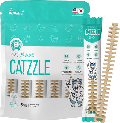 CATZZLE Cat Treats, Dental Chews for Indoor Cats, Cat Teeth Cleaning, Dental Care Snacks - Urinary Tract Health (Chicken Flavor), 5 Sticks (1.25 oz.)