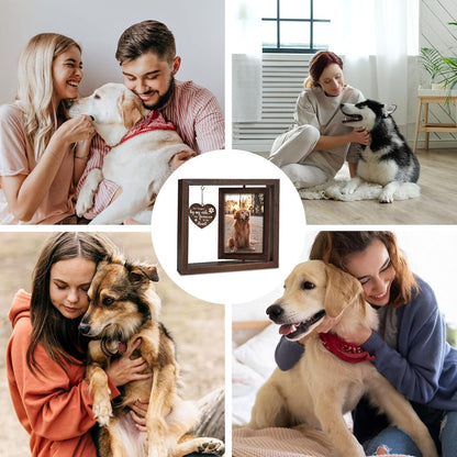 Jigfoxy Dog Memorial Picture Frame - Rotating Wooden Frame for 4x6 Photo - Loss of Dog Sympathy Gift - Cat Pet Bereavement Remembrance Frame