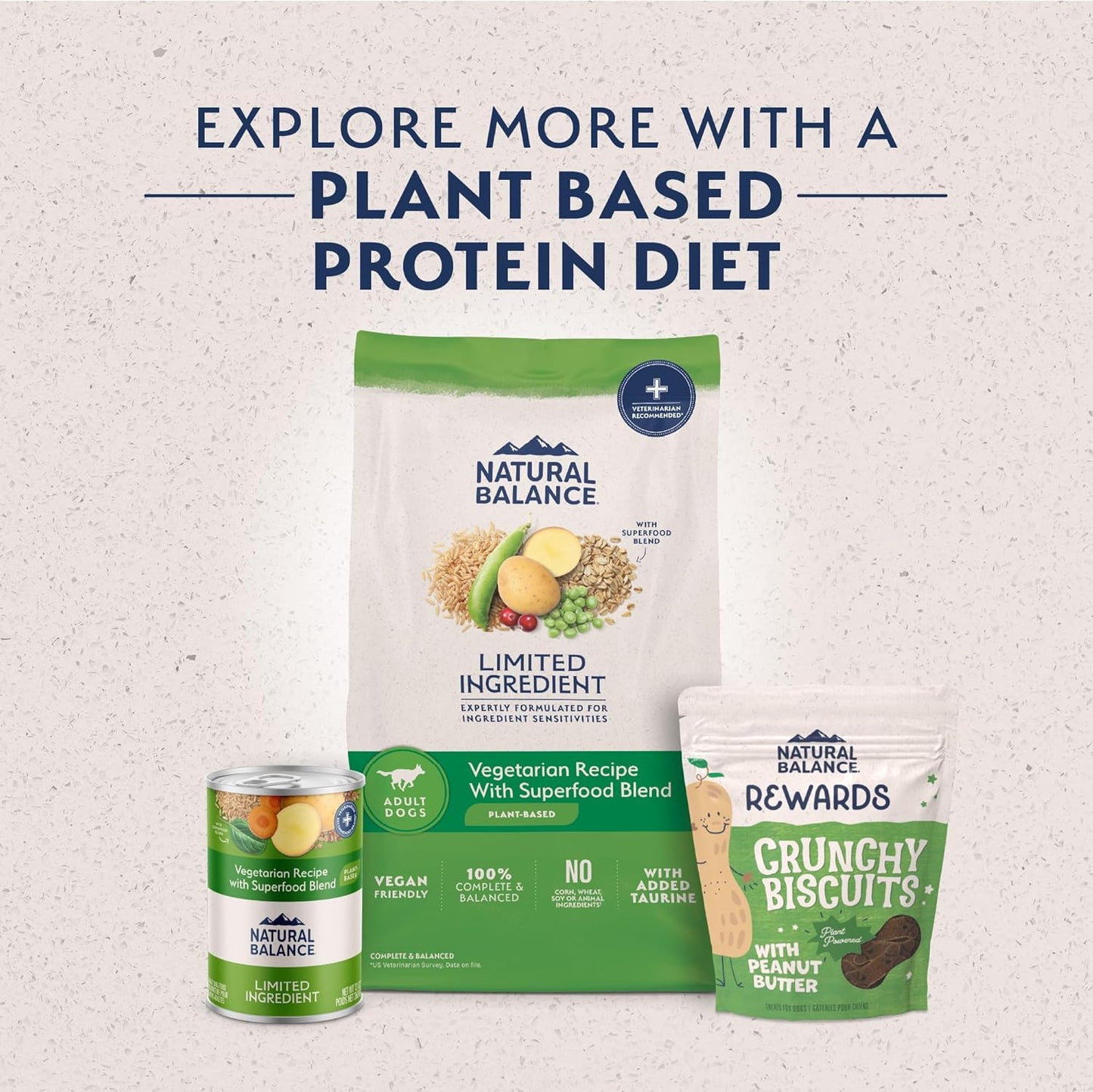 Natural Balance Limited Ingredient Adult Dry Dog Food with Vegan Plant Based Protein and Healthy Grains, Vegetarian Recipe, 24 Pound (Pack of 1)