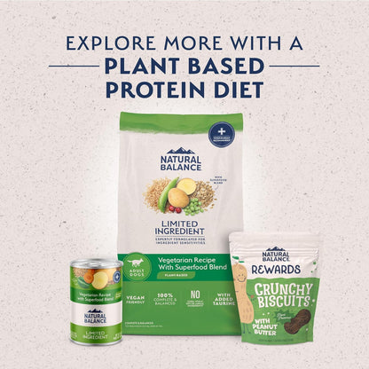 Natural Balance Limited Ingredient Adult Dry Dog Food with Vegan Plant Based Protein and Healthy Grains, Vegetarian Recipe, 24 Pound (Pack of 1)