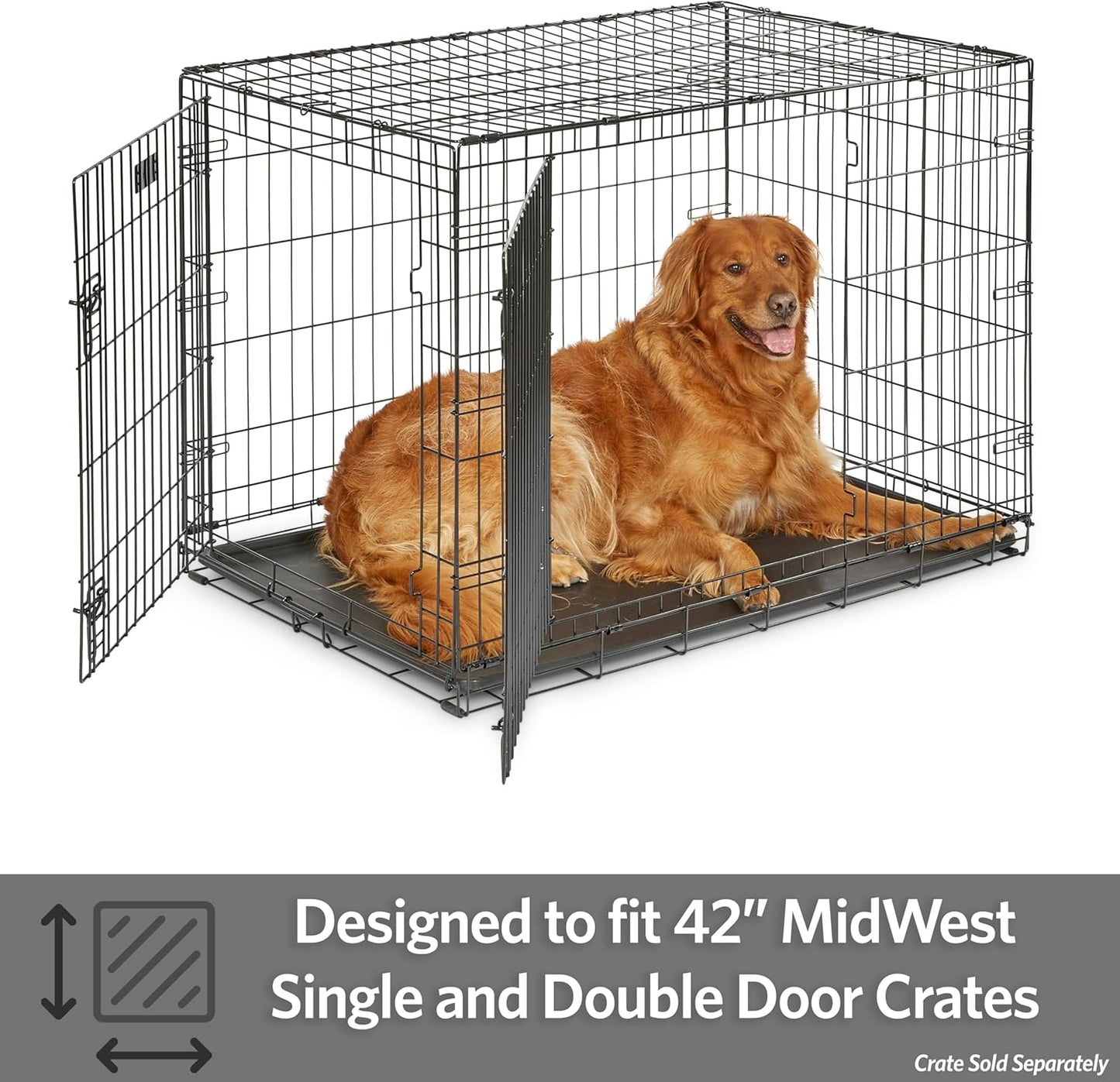 MidWest Homes for Pets Replacement Pan for 42-inch Dog Crates, Fits All Midwest and New World 42-inch Pet Cages, Multiple Uses, Plastic, Black, 9PAN