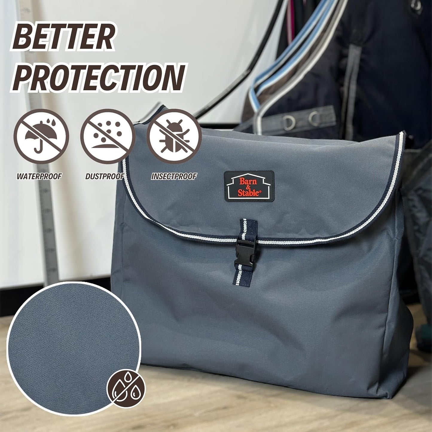BARN & STABLE 600D Horse Blanket Storage Bag Large Boots Storage Organizer Bag for Horse with Quick Grip Closure and 3 Adjustable Straps