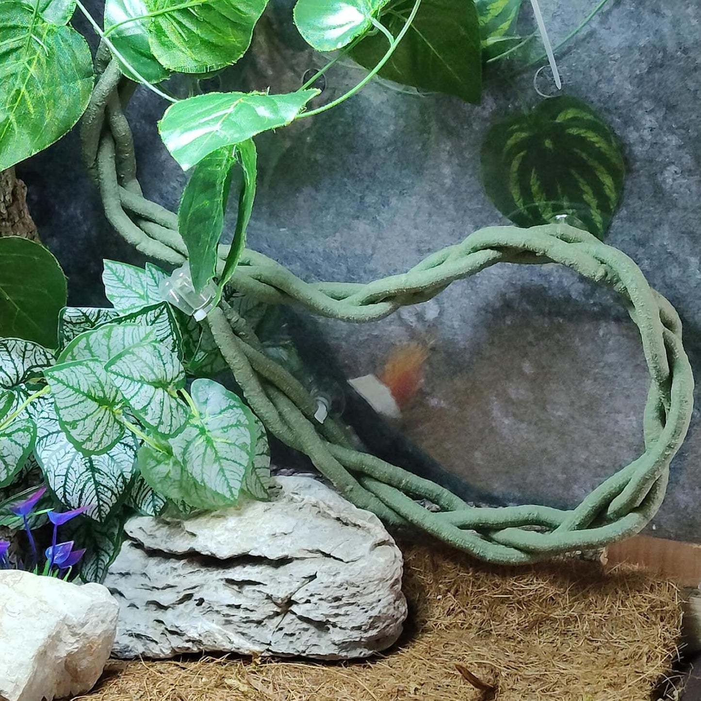 Reptile Vines, Flexible Snake Climbing Branch, Climber Chameleon Cage Vines Habitat Decor and Ball Python Terrarium Plants with Suction Cups for Chameleon Geckos Lizards Frogs