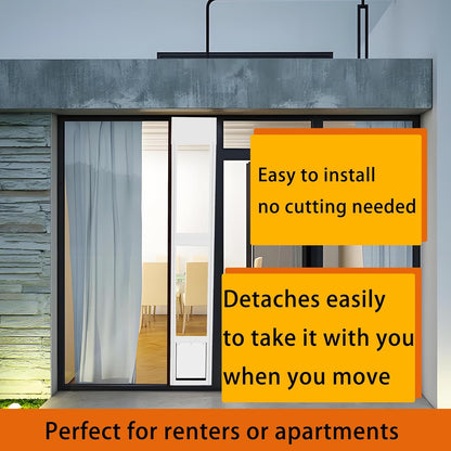 Cat Dog Door Insert for Sliding Patio Door - Easy to Install for Rentals and Apartments with Lockable Weather Proof Panel - Adjustable Height 76.38" to 81.1" Black