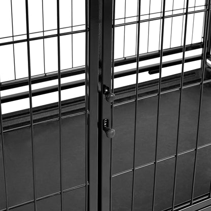 Amazon Basics - Portable Heavy Duty Stackable Dog Pet Kennel on Wheels with Tray, Black, 43.5" L x 29.8" W x 34.3" H