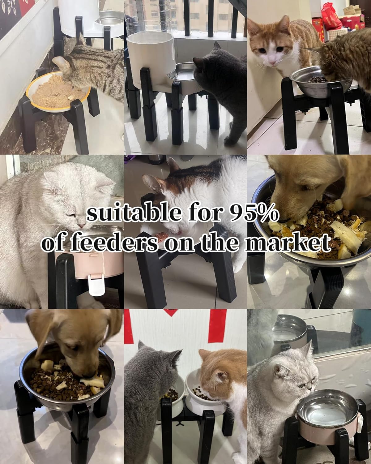 CZPET Dog Bowl Stand with Adjustable Height and Width [Stand Only], Single Raised Pet Water & Food Feeder for Medium & Large Dogs, Stable and Anti-Slip Eelvated Bowl