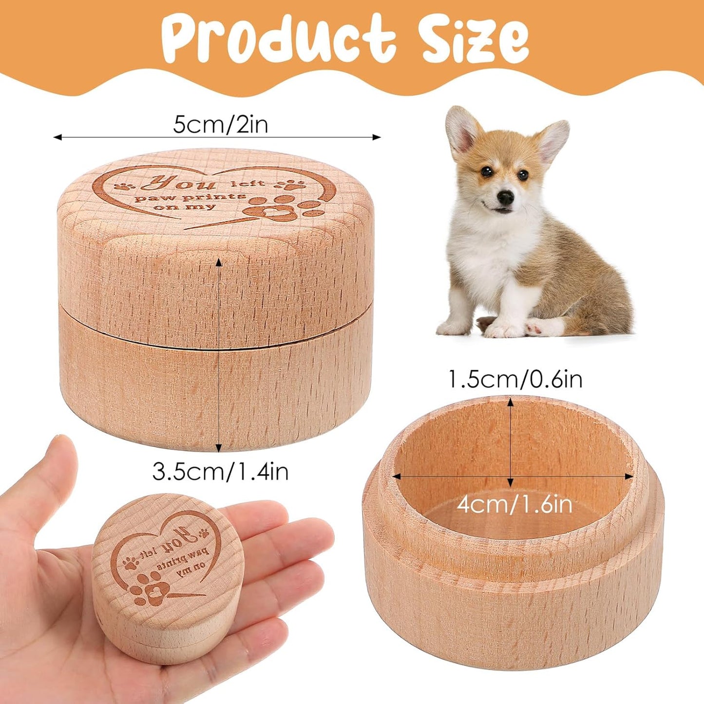 TIESOME Dog Memorial Keepsake Box, Wooden Pet Urns Memorial Gifts for Loss of Dog Cat Hair Ashes Container Remembrance Pet Loss Sympathy Gifts