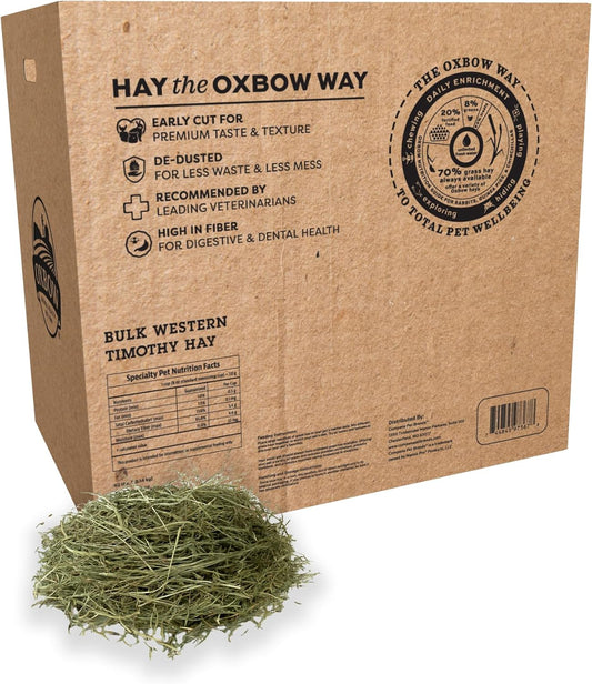 Oxbow Timothy Hay, Rabbit & Guinea Pig Hay, High Fiber for Digestive Health, Grown in The USA, Veterinarian Recommended Small Pet Supplies, Bulk Food for Rabbits, Guinea Pigs, & Chinchillas, 40 lbs