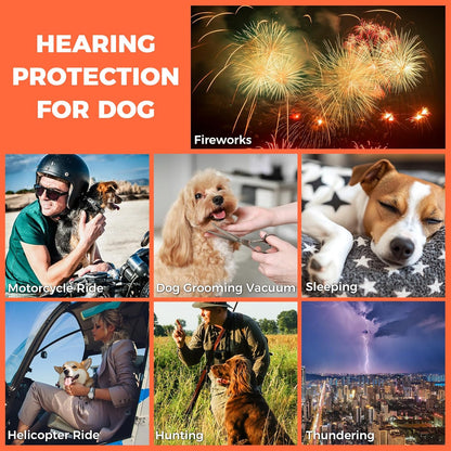 New Dog Ear Muffs for Noise Protection - 30dB NRR Dog Headphones, Noise Cancelling Hearing Protection Against Thunder/Fireworks/Vacuums, Upgraded Design with Bell Accent (Orange, Small)