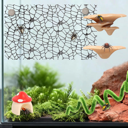 8 Pcs Jumping Spider Hide Enclosure Habitat, Pet Spiders Hideout Leaf Climbing Rope Bridge Swings & Web, Mushroom Shelf, Jump Platform with Magnets for Pet Spider Habitat Accessories
