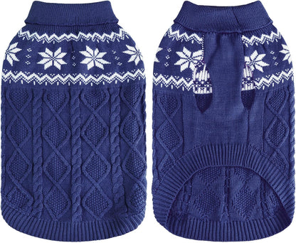 Warm Winter Dog Sweater - Cold Weather Pet Clothes for Small Medium Large Dogs Indoor Outdoor, Soft Classic Knit Puppy Apparel