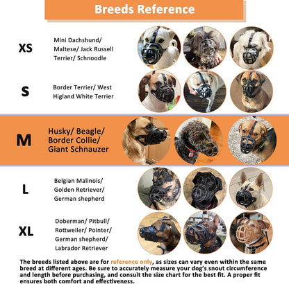 BARKLESS Dog Muzzle, Basket Muzzle for Biting, Chewing and Scavenging, Humane Cage Mouth Cover, Perfect for Grooming and Training Medium Aggressive Reactive Dogs (M, Black)