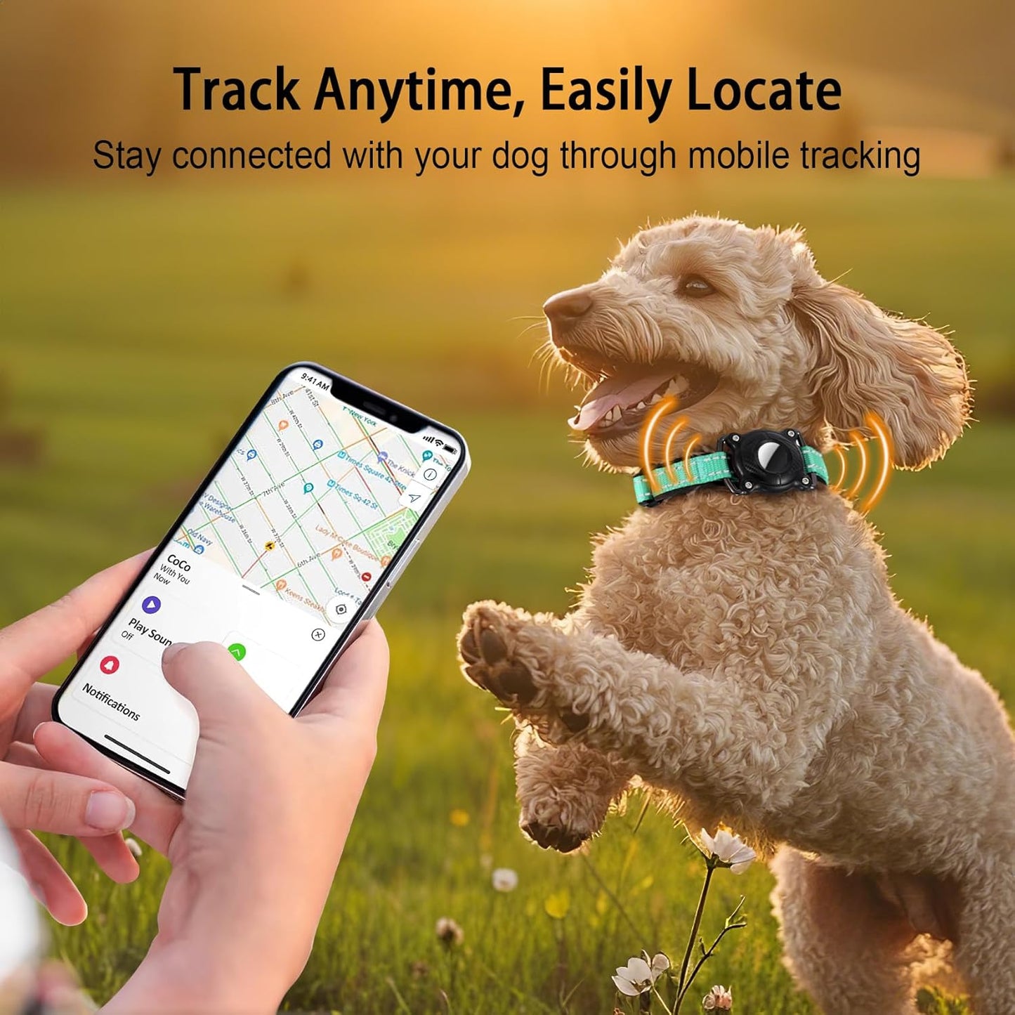 Airtag Dog Collar, Reflective Martingale Dog Collar with IP68 Waterproof Airtag Holder, Quick Release Buckle Soft Padded Collars for Large Medium Small Dogs, Green