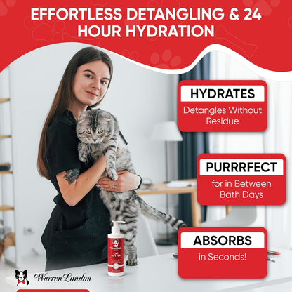 Warren London Cat Hydrating Butter | Unscented Leave-in Conditioner Lotion for Soft, Shiny Fur | Deep Moisture & Detangling for All Breeds