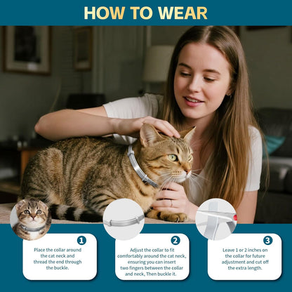 Flea and Tick Collar for Cats – 12-Month Protection – Adjustable & Waterproof – Safe, Long-Lasting Repellent for Fleas, Ticks, Lice & Mosquitoes – Fits Small, Medium & Large Cats 4pack