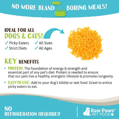 Raw Paws Boost Pet Food Topper Freeze-Dried Cheese, 3.6-oz - Made in USA - Dog Food Toppers for Picky Eaters - Dog Cheese Treats Dog Food Seasoning - Meal Toppers for Dogs, Kibble Toppers for Dogs
