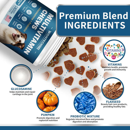 Dog Multivitamin, Glucosamine Chondroitin for Dogs, Krill Oil, Probiotics, Dog Vitamins and Supplements for Heart, Hip & Joints, Immune Health, Digestion, Skin, Coat (180 Chews, Wagyu Beef)