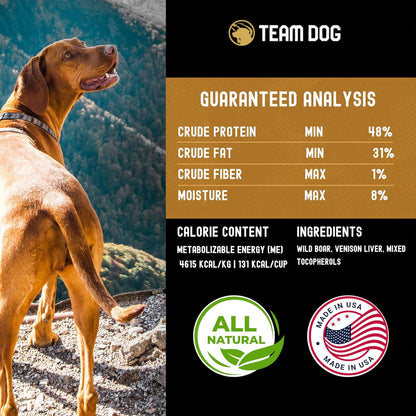Team Dog Freeze Dried Raw Dog Food Topper | Wild Boar & Venison Liver Dog Food Seasoning | Wet & Dry Dog Food Toppers for Picky Eaters | 5 Oz