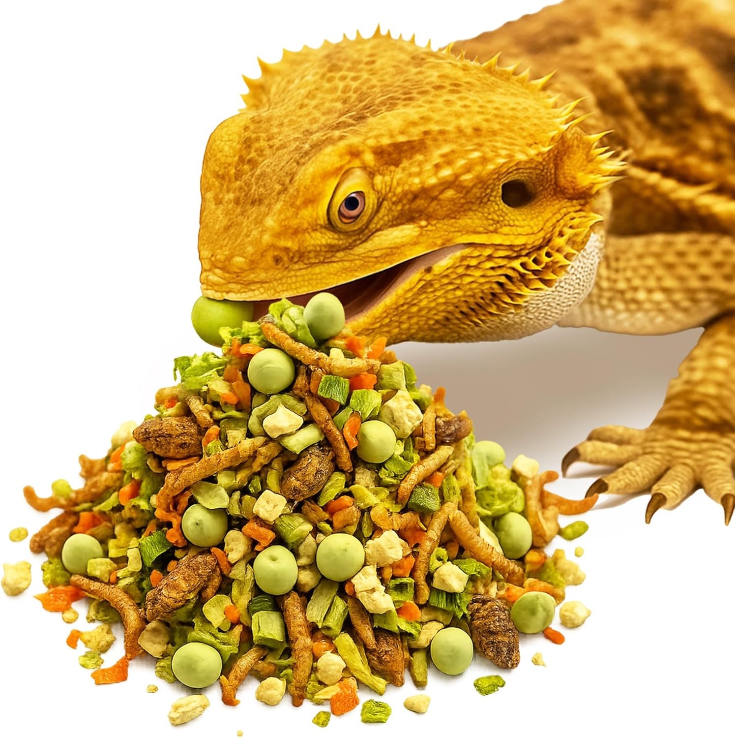 JOR Bearded Dragon Fruit & Insect Mix, Sun-Dried Vegetables, Freeze-Dried Bananas, Crickets, Mealworms & Calcium-Enriched Silkworms, Tasty Balanced Meal for Turtles, 3.5 oz