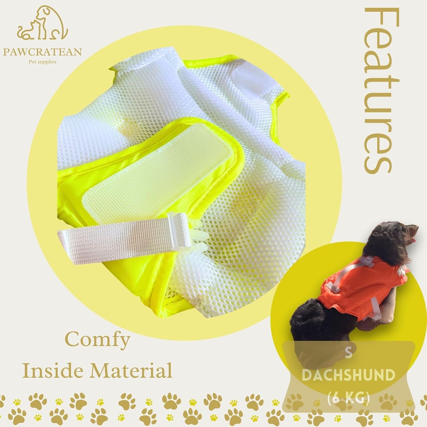 High-Visibility Dog Life Jacket – Adjustable Safety Vest with Secure Handle for Swimming, Boating & Water Activities (Yellow, Large)