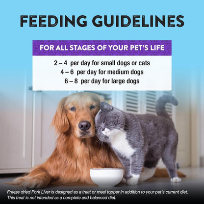 Northwest Naturals Raw Rewards Freeze-Dried Pork Liver Treats for Dogs and Cats - Bite-Sized Pieces - Healthy, 1 Ingredient, Human Grade Pet Food, All Natural - 10 Oz