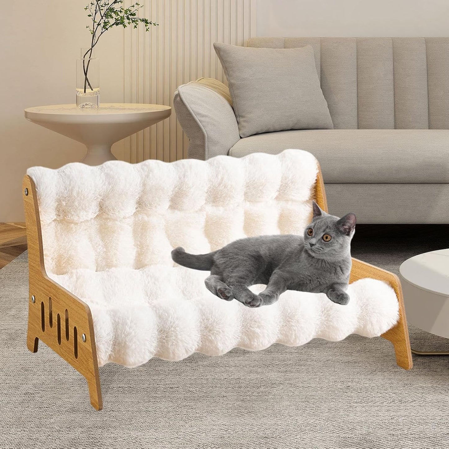Cat Sofa Bed Chair Wooden Frame Pet Sleeping Beds Cat Couch Puppy Kennel, XXL