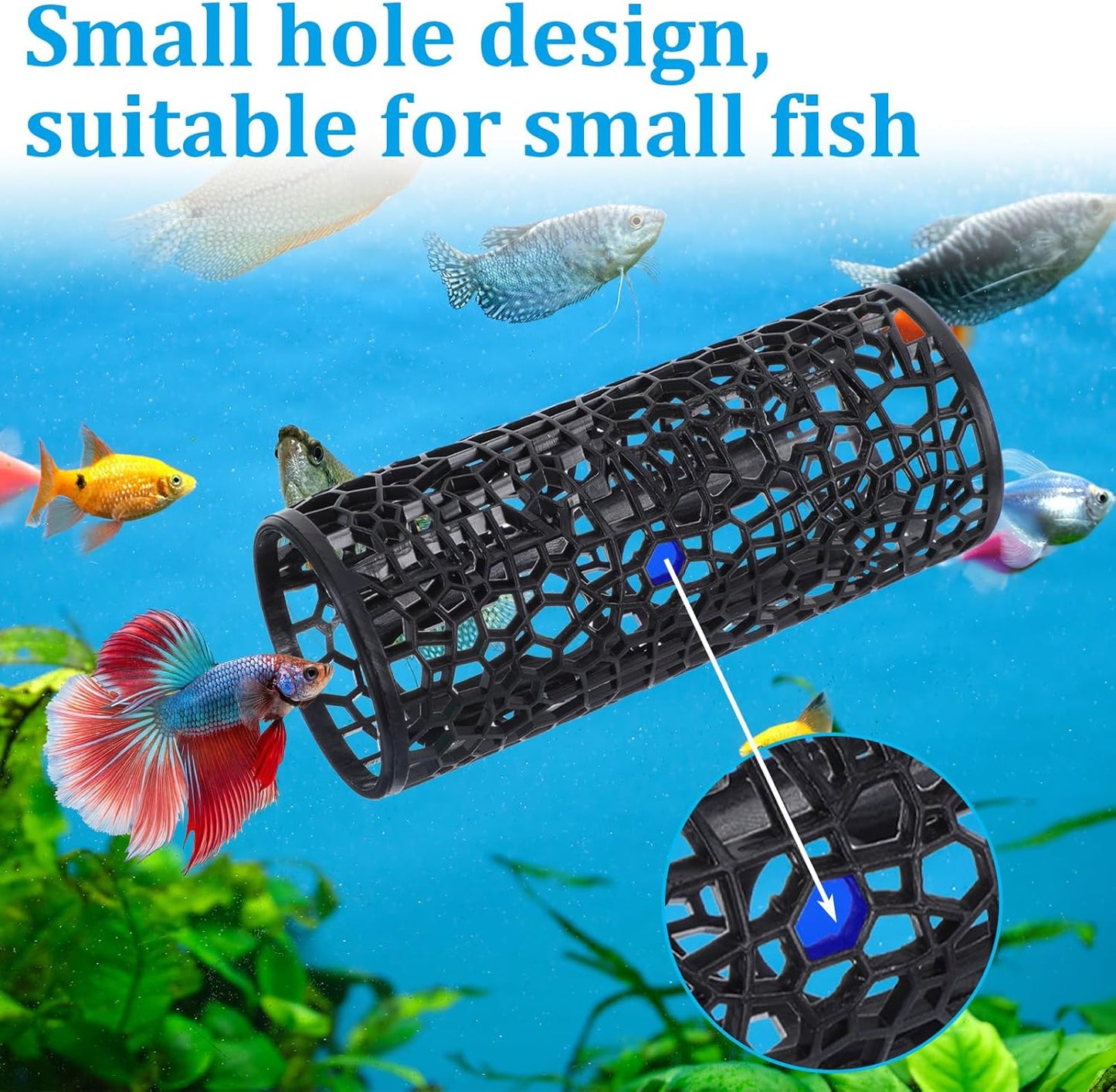 Betta Fish Tank Accessories, Black Hollow Aquarium Tunnel Swim Tube Soft Edged Betta Shelter Cave Safer for Small Fish Shrimp Aquarium Decor Hideout Tube