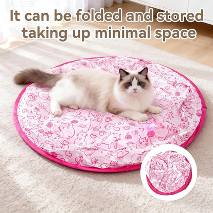 Upgraded Rechargeable Interactive Cat Toy Ball with Hunting Cover - Smart Automatic Rolling, Obstacle Avoidance, Indoor Exercise for Cats to Release Energy & Instincts (Pink)