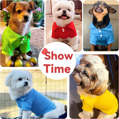 4 Pieces Dog Shirts Collared Polo T-Shirts for Small Medium Dogs Cats Boy Girl Dog Clothes Breathable Doggy Sweatshirt Puppy Kitten Small Breeds Pet Outfits Apparel Tops
