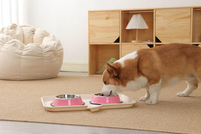 Stainless Steel Dog Bowls, Food and Water Non Slip Anti Skid Stackable Pet Puppy Dishes for Small, Medium and Large Dogs (2 Pack)