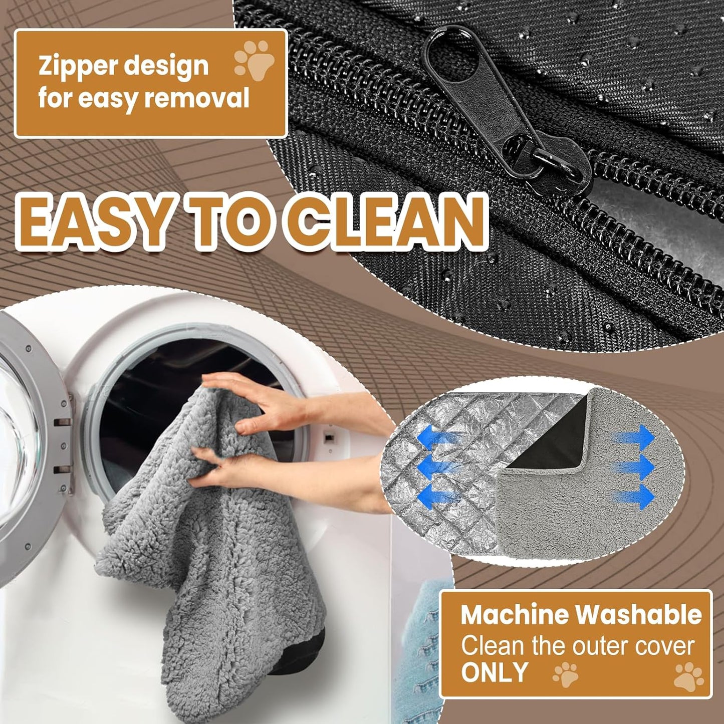 2 Pack Self Warming Dog Mats – 36"×24" Thermal Heating Pet Pads for Medium & Large Dogs, Soft Thick & Cozy for Extra Warmth, Washable, Non-Electric & Non-Slip Crate Beds for Indoor Outdoor Use