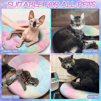 VitalCozy 2 Pack Self Warming Cat Pad Self Heating Pad Bed Reversible Machine Washable Reflects Body Heat Warm Thermal Pet Mat Crate Blanket for Feral and Indoor Cat(16'',Tie Dye)