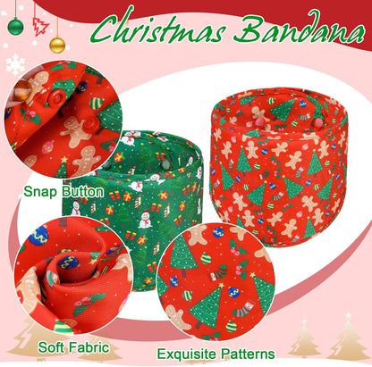 EXPAWLORER Christmas Dog Bandanas - 2 Pack Christmas Tree Snowman Dog Scarf Adjustable for Girl & Boy, Holiday Pet Bandana for Small Medium Large Breeds (Red Green, L)