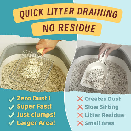 Cat Litter Scoop with Holder-Speed Sifter Litter Box Scooper Captures All Clumps - Kitty Metal Scooper, Kitty Litter Sifting Shovel Comfy Handle,Heavy Duty Speed Sifter,for Litter Box