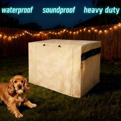 HiCaptain Dog Crate Cover 36.0" L x 23.0" W x 25.0" H with Breathable Mesh, Durable Heavy Duty Kennel Cover, Dual Zippered Panels, Windproof Waterproof UV-Resistant(Beige)