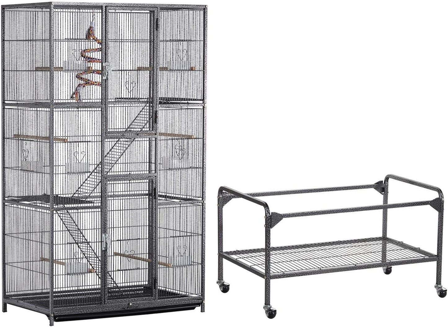 Yaheetech 69-Inch Extra Large Wrought Iron 3 Levels Ferret Chinchilla Sugar Glider Squirrel Small Animal Cage with Cross Shelves and Ladders, Black