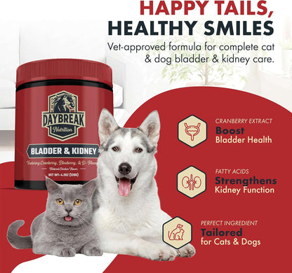 Bladder and Kidney Relief for Dogs & Cats by Daybreak Nutrition | Powder Cranberry Supplement for Dogs and Cat for UTI Treatment & Urinary Support | Dog & Cat Urinary Tract Infection Remedy Supplement