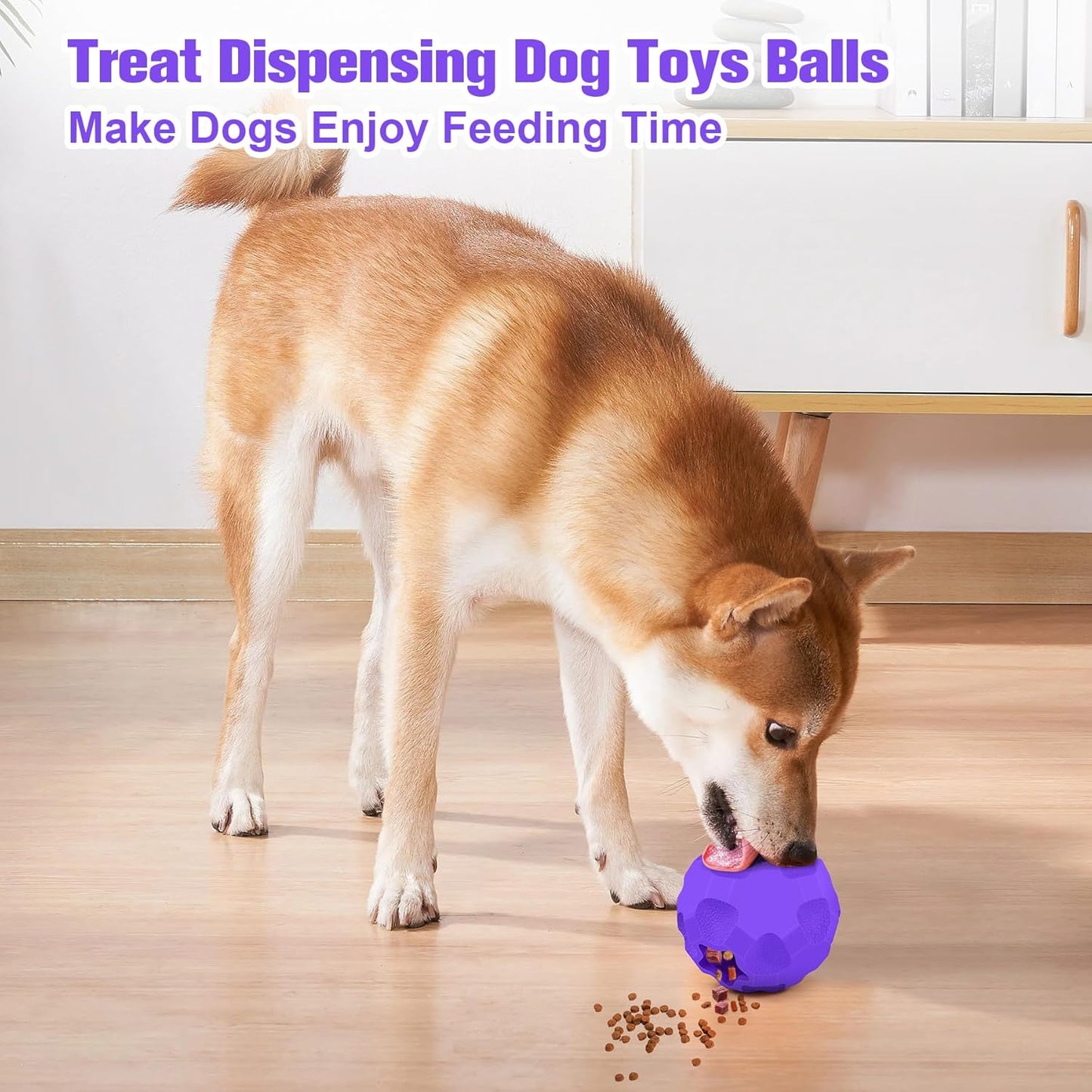 2 Pack Interactive Dog Toys for Aggressive Chewers, 3.15”Squeaky Balls for Dogs and 3.54” Treat Dispensing Dog Toys, Squeaky Dog Balls for Large Dogs,Treat Puzzle Toy,Indestructible Toy Ball