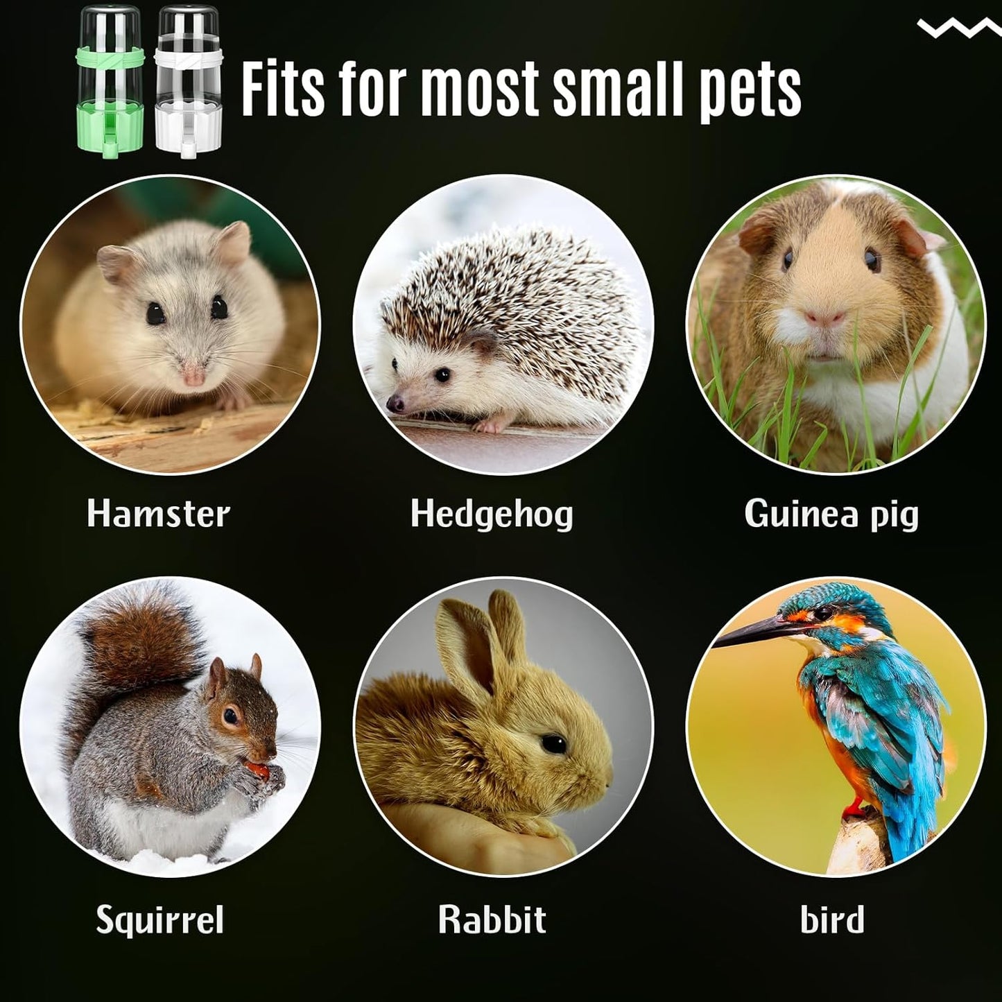 Weewooday 4 Pieces Automatic Bird Feeder Cage Water Dispenser Bird Water Feeder Hamster Cage Waterer Accessory Drinker Bottle for Hamster Parrot (Cute Style,Green, White,245 ml)