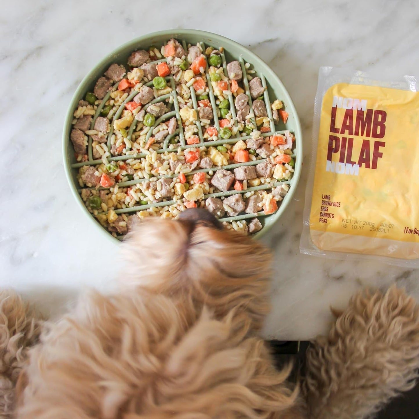 Slow-Feeder & Water Bowl Set by The Dog Tale | Food-Grade Silicone Dog Bowls, BPA-Free, Dishwasher Safe, Freezer Safe (Oatmeal)