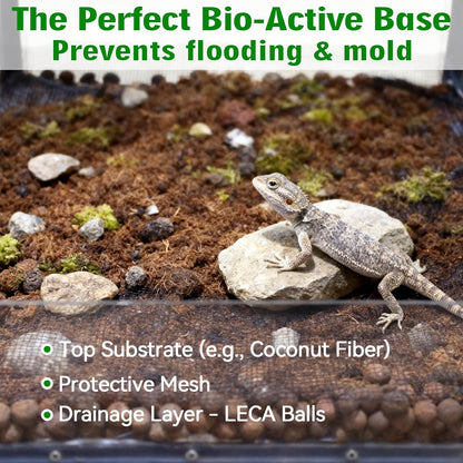 Halatool Reptile Substrate 2QT Clay Pebbles Terrarium Bedding for Reptiles Organic Clay Balls Bioactive Drainage Layer for Terrariums & Vivariums Leopard Gecko Tortoise Frog Lizard Ball Python