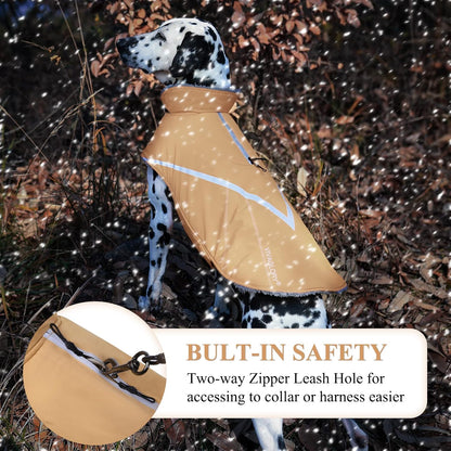 VIVAGLORY Hands Free Dog Leash + Dog Coat, Running Waist Leash with Belt for Running Walking, Warm Fleece Lined Reflective