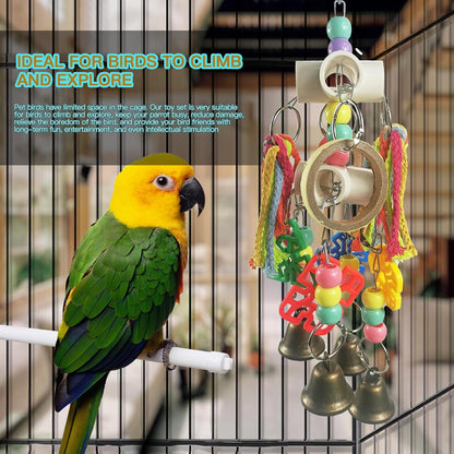 Parrot Toys, Bird Toys, Hanging Interactive chew Toys, Suitable for Small and Medium-Sized Parrots Such as African Grays, Cockatoos, Cokatoos, Amazon Parrots