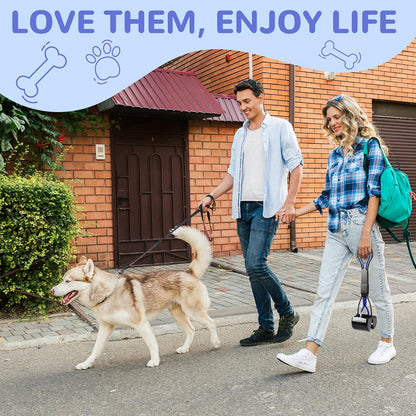 Pooper Scooper for Dogs, 24" Long Handle for One-Hand Opertating, Foldable and Portable, Easy to Use on Grass, Dirt, Gravel - Blue
