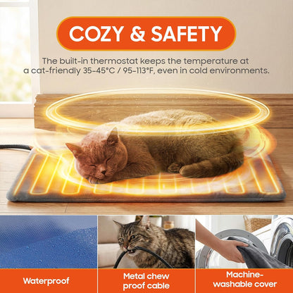 Outdoor Heated Cat House for Outside Cats Winter, 25'' Exceptional Thermal and Weatherproof, Outdoor Feral Cat Shelter with Waterproof Eaves & Magnetic Escape Door for Feral Barn Cat Kitty (Dark blue)