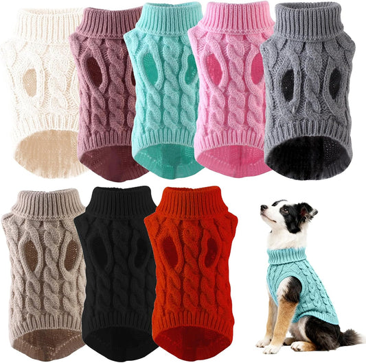 8 Pcs Dog Sweaters for Small Dogs, Sleeve Pet Sweater for Winter, 8 Colors Comfortable Cozy Dog Clothes for Dogs Puppy (Large)