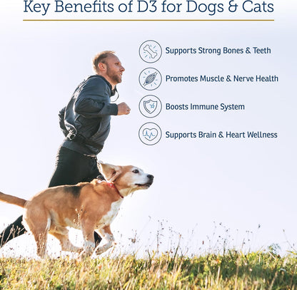 Rx Vitamins Rx D3 - Cat & Dog Vitamins Liquid D3 Drops in MCT Oil - Vitamin D for Dogs & Cats to Manage Deficiency - Aids in Dog Immune Support and Calcium Absorption - Pet Vitamin D3-2oz