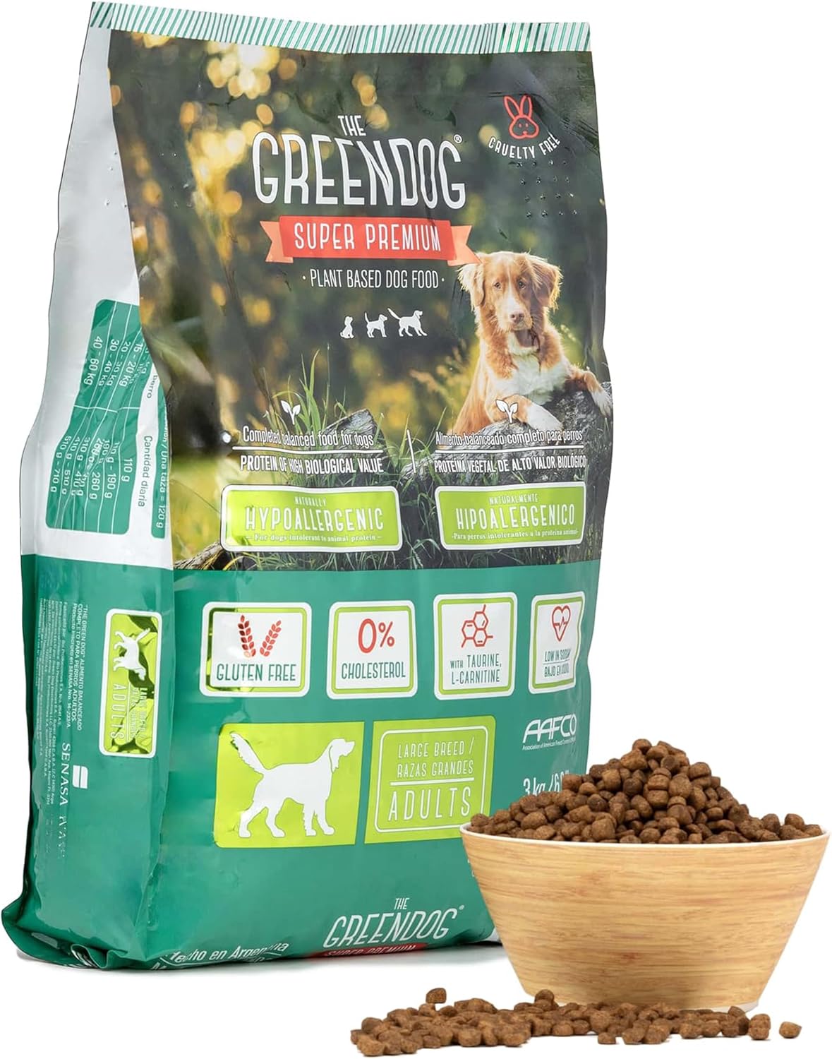 The Green Dog: Super Premium - Adult Regular Bite - 6.6 Lb Bag Dog Food - Plant Based Protein, Vegan Dry Pet Kibble, Gluten Free, Complete Nutrition